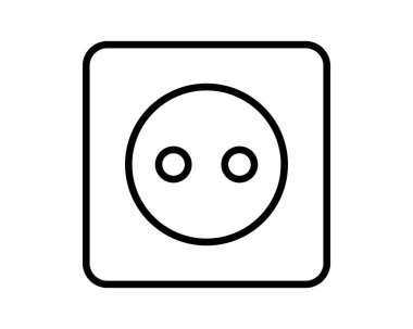 Elektrik prizinin minimalist çizimi. Enerji, teknoloji veya inşaat kavramlarını resmetmek için kullanışlı. Simgeler veya çizimler için temiz ve modern tasarım.