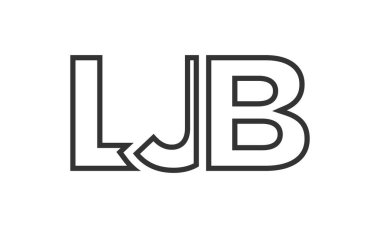 LJB logo tasarım şablonu güçlü ve modern kalın metin ile. Basit ve minimal tipografi içeren ilk tabanlı vektör logosu. Modayı takip eden şirket kimliği markalar için ideal..