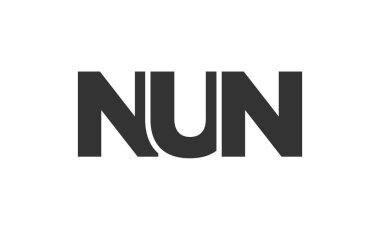 NUN logo tasarım şablonu güçlü ve modern kalın metinlerle. Basit ve minimal tipografi içeren ilk tabanlı vektör logosu. Modayı takip eden şirket kimliği markalar için ideal..