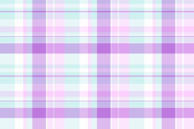 Yumuşak, pastel ekose arka plan. Açık mor, beyaz ve nane renginde soyut kareli desen. Grafik tasarımı, tekstil ve kaplamalar için çok yönlü arkaplan.