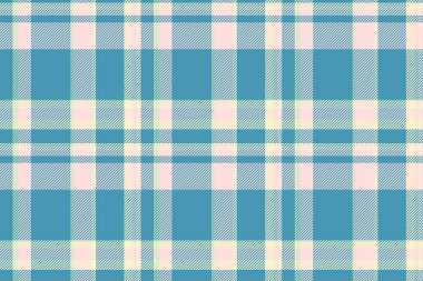 Tekstil kumaş arka planı, mevsimlik kumaş kontrolü. Işık ve cyan renk paletinde çizgi vektörsüz desen tartan.