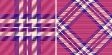 Pembe ve mor ekose desenler. Tekstil tasarımı, moda, ev dekorasyonu ya da web sitesi geçmişi için mükemmel. İki varyasyon çok yönlülük sunar.