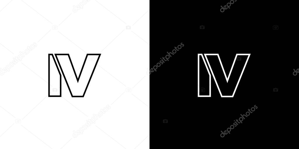 Trendy letter I and V, IV logo design template. Minimal monogram initial based logotype for company identity.