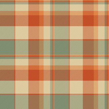 Görüntü desenli tekstil, şaşaalı kontrol, kusursuz arka plan. Turuncu ve pastel renk paletinde ekose kumaş tartan vektörü.