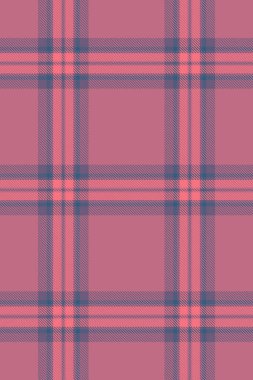 Arka planda iz bırakmayan vektör, katıksız tartan ekoseli. Yıldönümü desenli tekstil dokusu kırmızı ve pastel renk paleti ile.