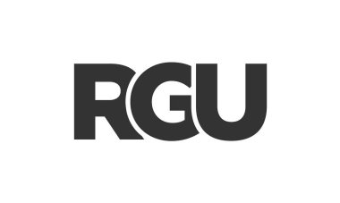 RGU logo tasarım şablonu güçlü ve modern kalın metinlerle. Basit ve minimal tipografi içeren ilk tabanlı vektör logosu. Modayı takip eden şirket kimliği markalar için ideal..