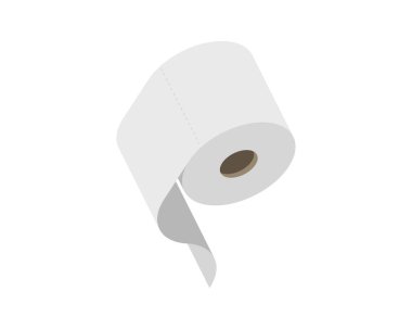 Bir rulo tuvalet kağıdının minimalist izometrik çizimi. Temiz tasarım ve basit estetik, hijyenik web sitelerinden minimalist sanat projelerine kadar çeşitli uygulamalar için mükemmel hale getiriyor..