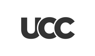 UCC logo tasarım şablonu güçlü ve modern kalın metinlerle. Basit ve minimal tipografi içeren ilk tabanlı vektör logosu. Modayı takip eden şirket kimliği markalar için ideal..
