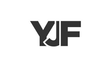 YJF logo tasarım şablonu güçlü ve modern kalın metinlerle. Basit ve minimal tipografi içeren ilk tabanlı vektör logosu. Modayı takip eden şirket kimliği markalar için ideal..