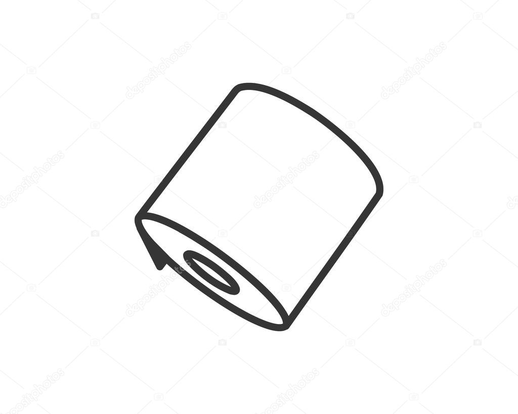 Simple line art illustration of a roll of paper.  Perfect for websites, apps, or presentations needing a clean, modern aesthetic.  Represents concepts of organization, freshness, or new beginnings.