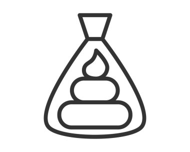 Minimalist vektör simgesi bir poşette atık imhayı tasvir ediyor. Çevresel farkındalık kampanyaları ya da evcil hayvan bakımı rehberliği için uygun temiz, basit bir tasarım. Sembolik, cesur özet biçimi.