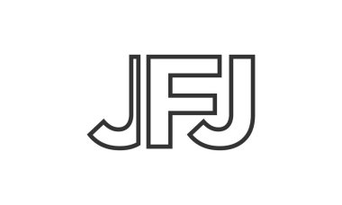 JFJ logo tasarım şablonu güçlü ve modern kalın metinlerle. Basit ve minimal tipografi içeren ilk tabanlı vektör logosu. Modayı takip eden şirket kimliği markalar için ideal..