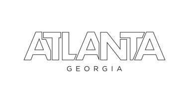 Atlanta, Georgia, USA typography slogan design. America logo with graphic city lettering for print and web products.