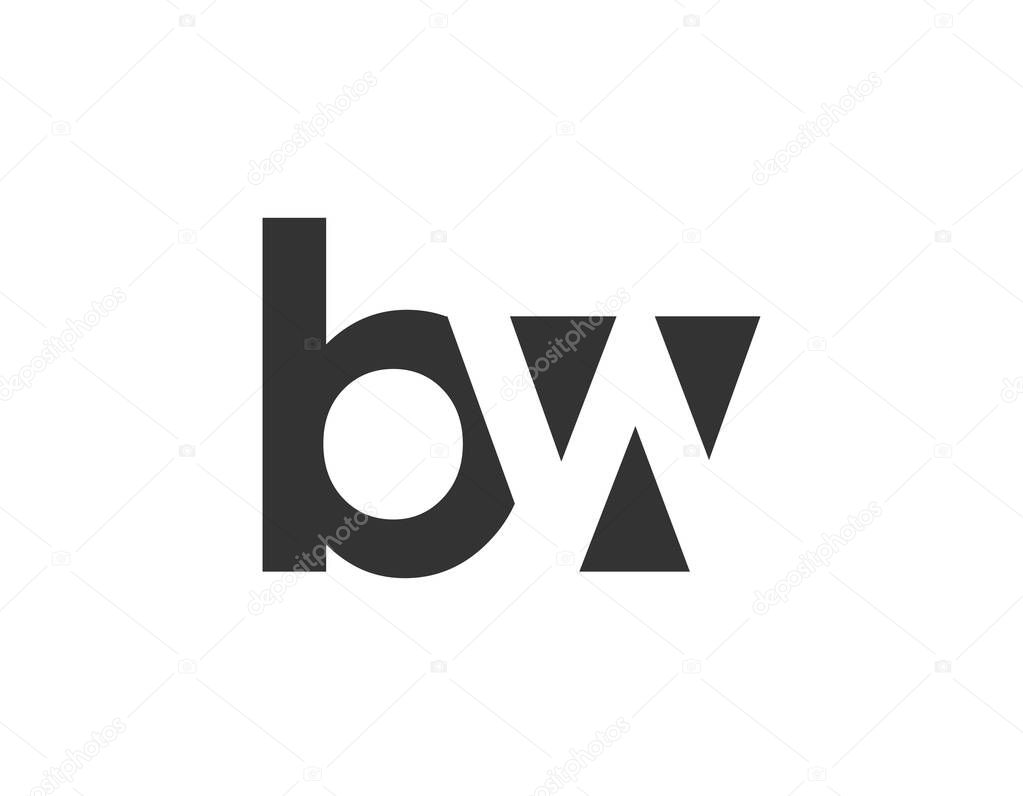 BW creative geometric initial based modern and minimal logo. Letter b w trendy fonts. Universal professional elegant techno vector design.