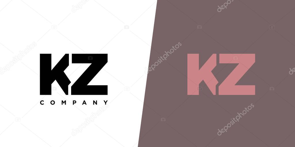 Trendy letter K and Z, KZ logo design template. Minimal monogram initial based logotype for company identity.
