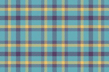 Canlı deniz mavisi, altın ve mor ekose desenli. Tekstil tasarımları, web sitesi geçmişi veya moda projeleri için mükemmel.