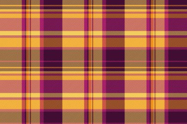 Eskimiş arka plan tekstil ekoseli kumaş desenli tartan. İpeksi vektör dokusu kontrolü sarı ve koyu renk paletinde kusursuz.