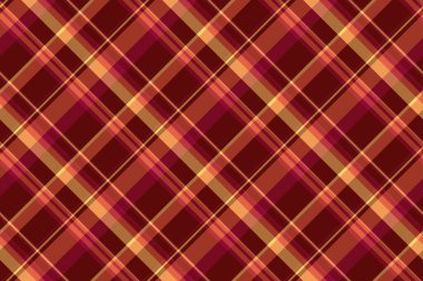 Mevsimlik tekstil dikişsiz vektör, Türk yapımı tartan dokusu. Mendil arka plan ekose kumaş deseni kırmızı ve turuncu renk paleti ile.