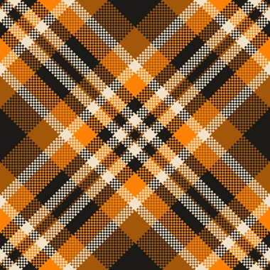 Karmaşık ekose desenli sıcak turuncu renkli klasik çapraz dokuma. Özgeçmiş, tekstil ya da rahat bir sonbahar tasarımı için ideal. Zamansız, çok yönlü doku.