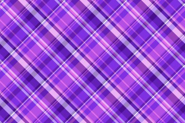 Çocuk tekstil kontrolü, kusursuz desenli ekose kumaş. Tartan arkaplan kumaşı menekşe ve mor renk paletine ayarlanıyor.