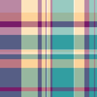 Yarı vektör kumaş tartan, kabile deseni kontrolü. Pastel ve mavi renk paletinde tekstil dikişsiz arkaplan dokusu.