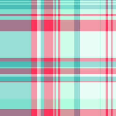 Dikensiz kumaş şekli, ekose vektör desenli perde. Mobilya tartanı, teal ve açık renk paletinde arkaplan tekstilini kontrol et.