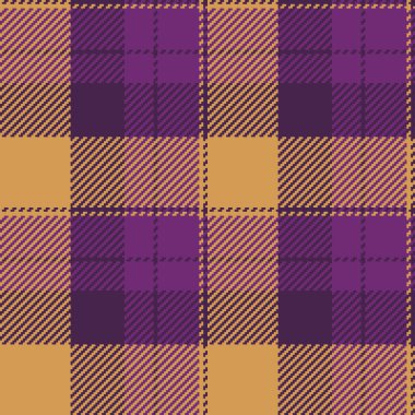 Klasik ekose desen. Altın ve erik renginde dokunmuş zengin bir doku. Arka plan, giysi tasarımı ya da kırsal bir dokunuş için mükemmel. Çok yönlü, kusursuz yineleme.