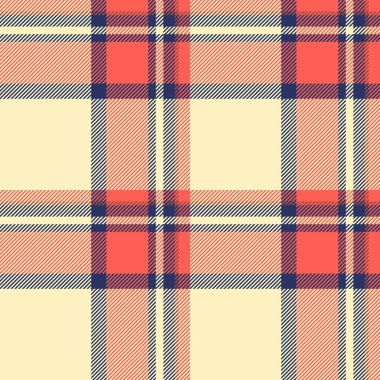 Canlı mercan ve krem rengi ekose desenli. Tekstil tasarımı, giyim, ev dekorasyonu ve web geçmişi için ideal.