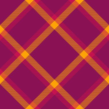 Orta arkaplan ekosesiz, çizgi tartan vektör dokusu. Sonbahar tekstil denetim kumaşı pembe ve turuncu renk paletinde.