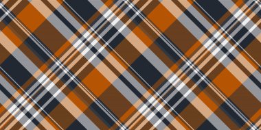 Kare desen dokuma kontrolü, şirin, tartsız arka plan. Drapery kumaş vektör ekoseli koyu ve turuncu renk paleti.