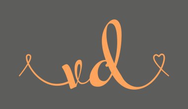 Zührevi hastalıkların baş harfleri. Kaligrafi vektör illüstrasyonu. Sevgililer Günü posteri, tebrik kartı, fotoğraf albümü, afiş ya da dövme için el yazısı V ve Love logosu tasarımı.