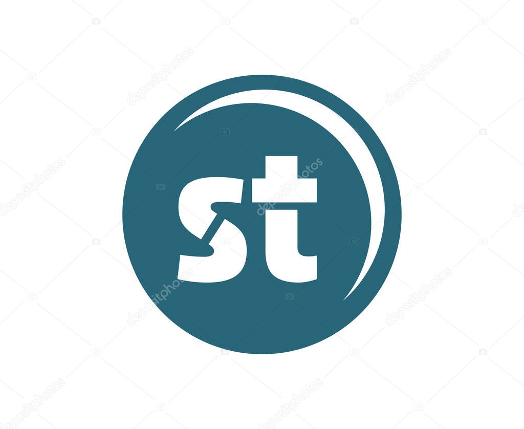 ST sport emblem or team logotype. Ball logo with a combination of Initial letter S and T for balls shop, sports company, training, club badge. Vector illustration.
