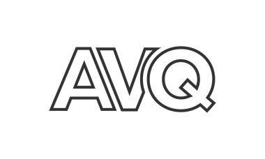 Güçlü ve modern kalın metinli AVQ logo tasarım şablonu. Basit ve minimal tipografi içeren ilk tabanlı vektör logosu. Modayı takip eden şirket kimliği markalar için ideal..