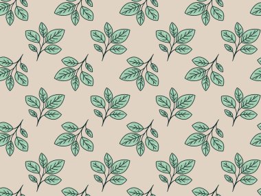 Zarif, pürüzsüz desenli, sessiz bir bej arka planda el yapımı yapraklar..