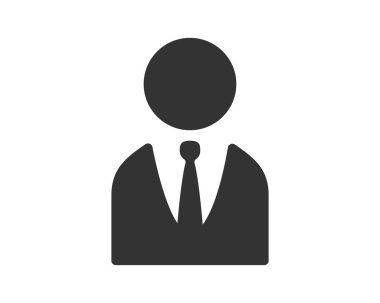 Takım elbiseli ve kravatlı birinin basit sembolü profesyonelliği, işi ve otoriteyi simgeliyor. Web tasarımı, sunumlar ve kurumsal iletişim için ideal. Temiz, modern tasarım.