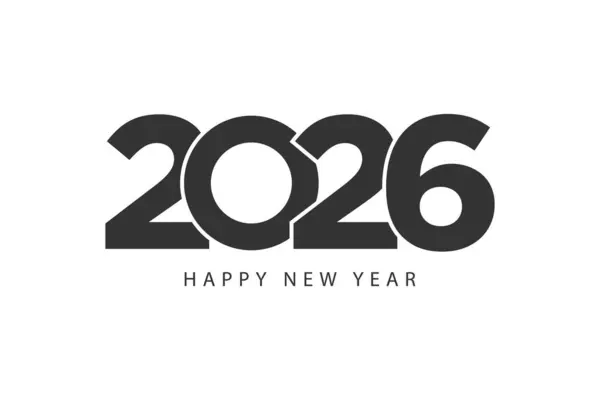 Basit tarz çizgileri mutlu yıllar 2026 siyah beyaz temalı. Vektör illüstrasyonu.