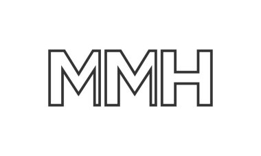 MMH logo tasarım şablonu güçlü ve modern kalın metin ile. Basit ve minimal tipografi içeren ilk tabanlı vektör logosu. Modayı takip eden şirket kimliği markalar için ideal..