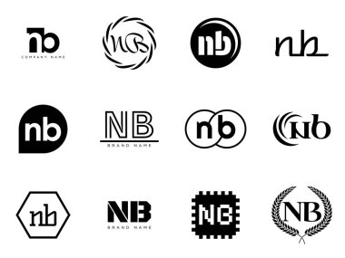 NB logo şirketi şablonu. N ve B harfleri logoti. Tasarım elemanları ile farklı klasik serif harfleri ve modern kalın metin ayarla. İlk yazı tipi tipografisi. Koleksiyon trend iş kimliği.