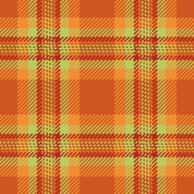 Sıcak portakallar ve yeşillikler içinde canlı sonbahar ekoseli desen. Hatalı temalı tasarımlar, tekstil baskıları veya web sitesi geçmişi için mükemmel.