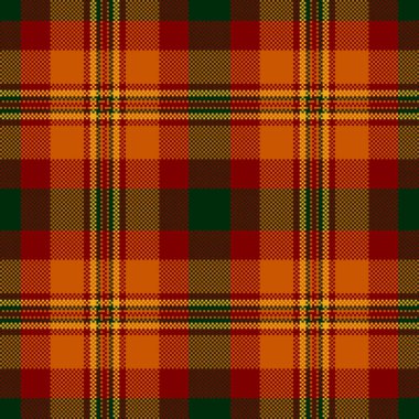 Canlı sonbahar ekose desenli. Sıcak, turuncu, kırmızı, yeşil ve altının zengin tonları rahat ve şenlikli bir tekstil tasarımı yaratır. Sonbahar modası, ev dekorasyonu ya da mevsimlik projeler için mükemmel..