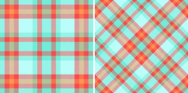 Canlı turkuaz ve mercan ekoseli desenler. Tekstil tasarımı, moda, web siteleri veya sosyal medya için mükemmel.