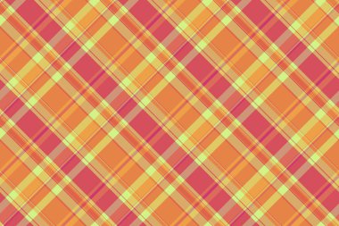 Sıcak tonlu ekose tasarım. Turuncu, kırmızı ve açık yeşil tonlardan oluşan canlı, pürüzsüz bir tekstil deseni. Geçmişler, dokular veya modern tasarım projeleri için mükemmel.