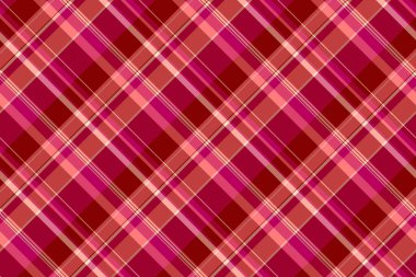 Zengin kırmızı, pembe ve mercan renklerinde canlı çapraz ekoseli desen. Tekstil tasarımı, moda, web siteleri veya ambalaj için mükemmel.