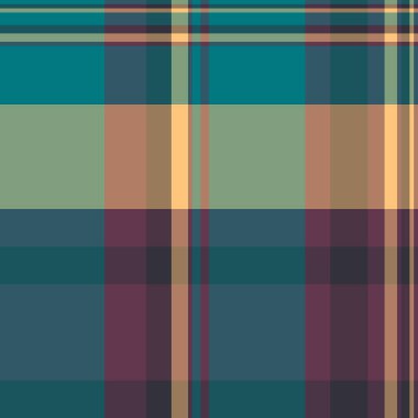 Noel süsü vektörsüz kontrol, örülmüş ekose desenli kumaş. Üst tekstil arkaplan dokusu cyan ve turuncu renk paletinde.