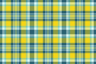 Pikselli canlı tartan deseni. Sarının, camgöbeğinin ve beyaz karelerin kusursuz dokusu. Arkaplan, tekstil ve dijital tasarım için harika.