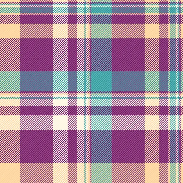 Canlı ekose desenli, birbirine dokunmuş mor, deniz mavisi ve krema çizgileri. Tasarımlar, el sanatları, kumaşlar veya dijital kağıt dokular için tekstil arka planı. Samimi, eski tarz.