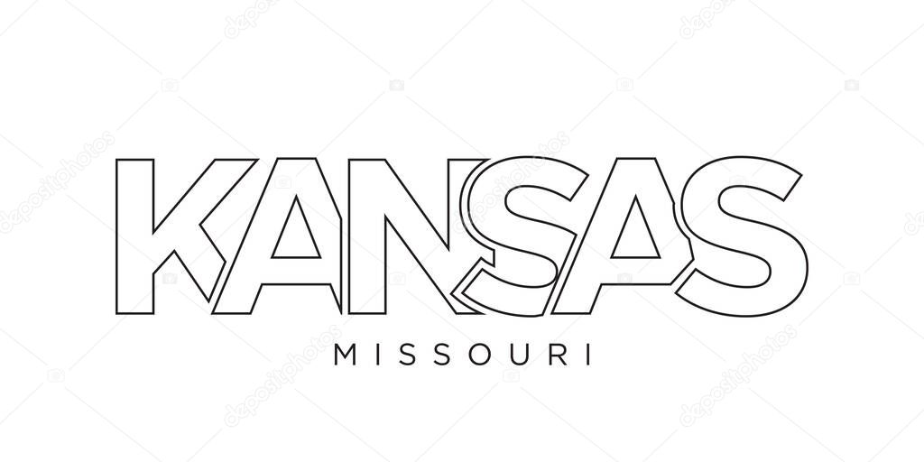 Kansas , Missouri, USA typography slogan design. America logo with graphic city lettering for print and web products.