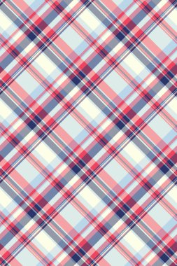 Yarı renkte kumaş ekose, altmışlı yılların arka plan tekstil dikişleri yok. Yemek odası vektör kontrol dokusu tartan kırmızı ve beyaz renk paleti.