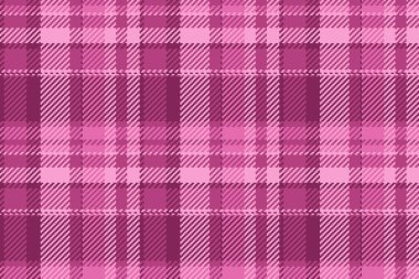 İpli tartan ekose kumaş, sıcak kumaş arkaplan dokusu. Pembe renk paletinde pürüzsüz tekstil desenini davet et.