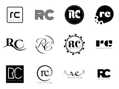 RC logo şirketi şablonu. R ve C harfleri logoti. Tasarım elemanları ile farklı klasik serif harfleri ve modern kalın metin ayarla. İlk yazı tipi tipografisi. Koleksiyon trend iş kimliği.